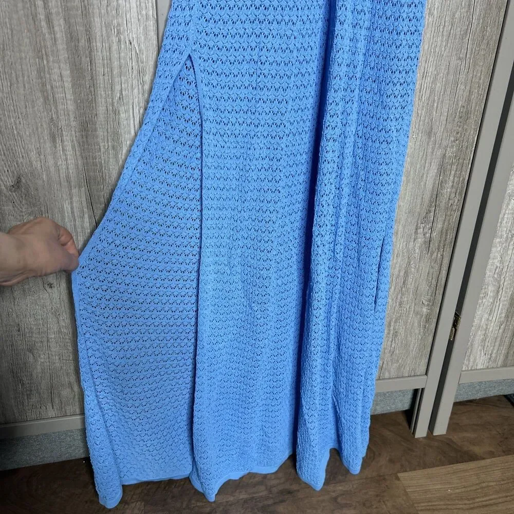 Monday Montego Dress Size S Azure Lace Crochet Maxi Swim Cover Up Blue Color